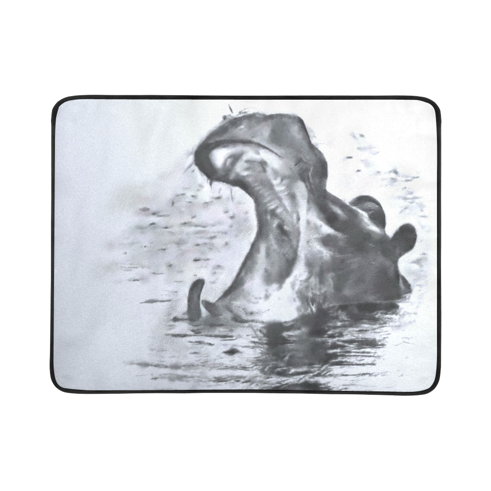 Animals and Art - Hippo by JamColors Beach Mat 78"x 60"