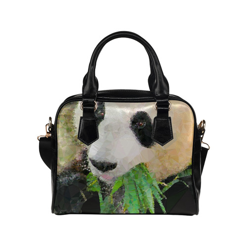 Giant Panda Eating Low Poly Triangle Art Shoulder Handbag (Model 1634)