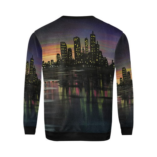 City Lights All Over Print Crewneck Sweatshirt for Men (Model H18)