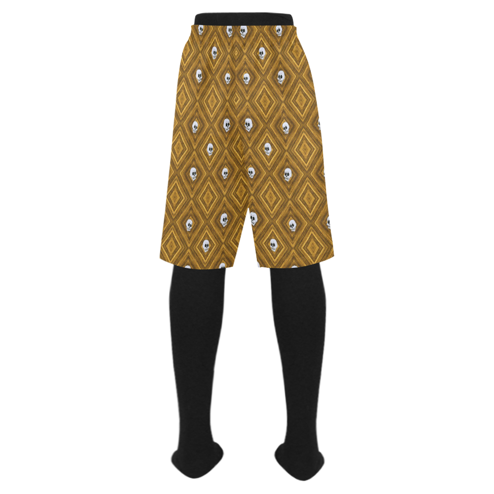 Funny little Skull pattern, golden by JamColors Men's Swim Trunk (Model L21)