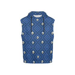 Funny little Skull pattern, blue by JamColors All Over Print Sleeveless Hoodie for Kid (Model H15)