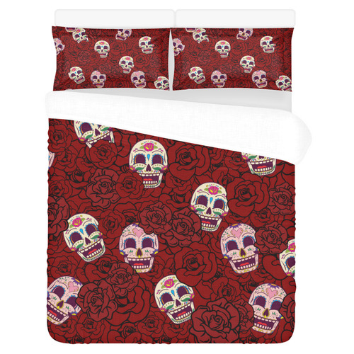 Rose Sugar Skull 3-Piece Bedding Set