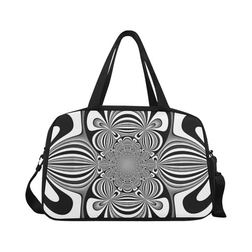 Shades of Grey Flower Ornament Fitness Handbag (Model 1671)