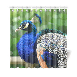 Peacock Low Poly Geometric Triangle Art Shower Curtain 69"x72"