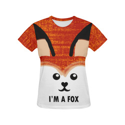 "I'M A FOX" (CUTE EARS SHAPE BUTT) All Over Print T-Shirt for Women (USA Size) (Model T40)