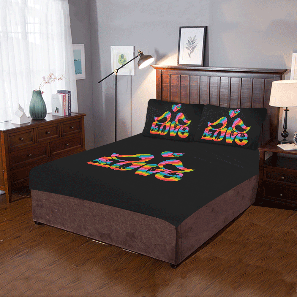 Love Birds with a Heart 3-Piece Bedding Set