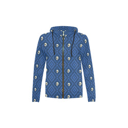 Funny little Skull pattern, blue by JamColors All Over Print Full Zip Hoodie for Kid (Model H14)