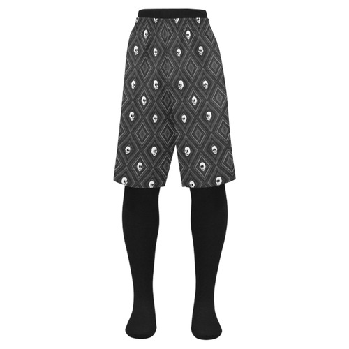 Funny little Skull pattern, B&W by JamColors Men's Swim Trunk (Model L21)