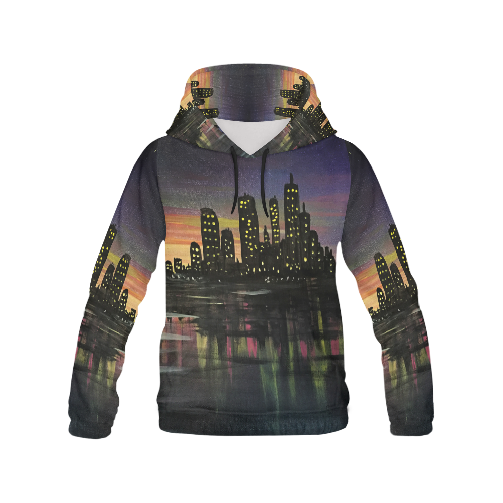 City Lights All Over Print Hoodie for Women (USA Size) (Model H13)