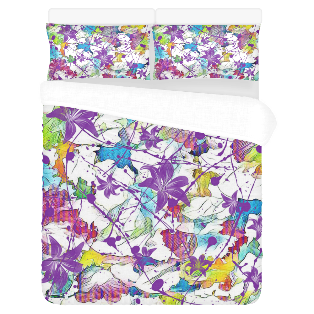Lilac Lillis Abtract Splash 3-Piece Bedding Set