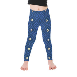 Funny little Skull pattern, blue by JamColors Kid's Ankle Length Leggings (Model L06)
