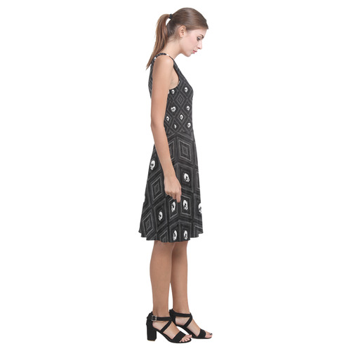 Funny little Skull pattern, B&W by JamColors Atalanta Casual Sundress(Model D04)