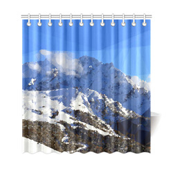 Mountain Snow Landscape Low Poly Triangles Shower Curtain 69"x72"