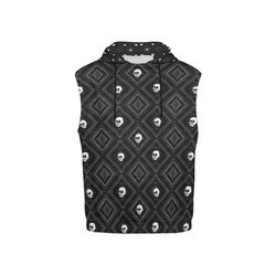 Funny little Skull pattern, B&W by JamColors All Over Print Sleeveless Hoodie for Kid (Model H15)