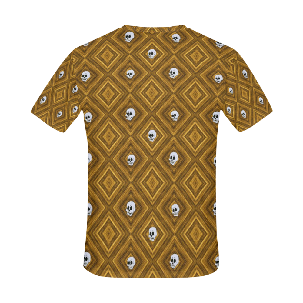 Funny little Skull pattern, golden by JamColors All Over Print T-Shirt for Men (USA Size) (Model T40)