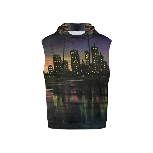 City Lights All Over Print Sleeveless Hoodie for Kid (Model H15)