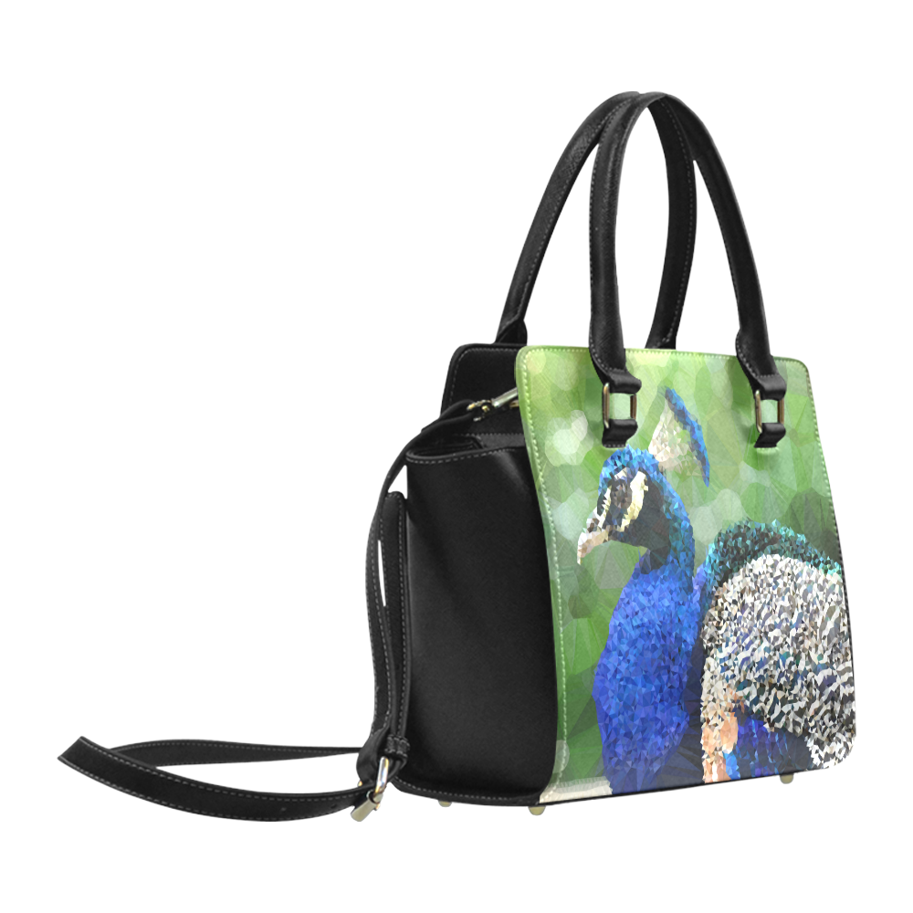 Peacock Low Poly Geometric Triangle Art Classic Shoulder Handbag (Model 1653)