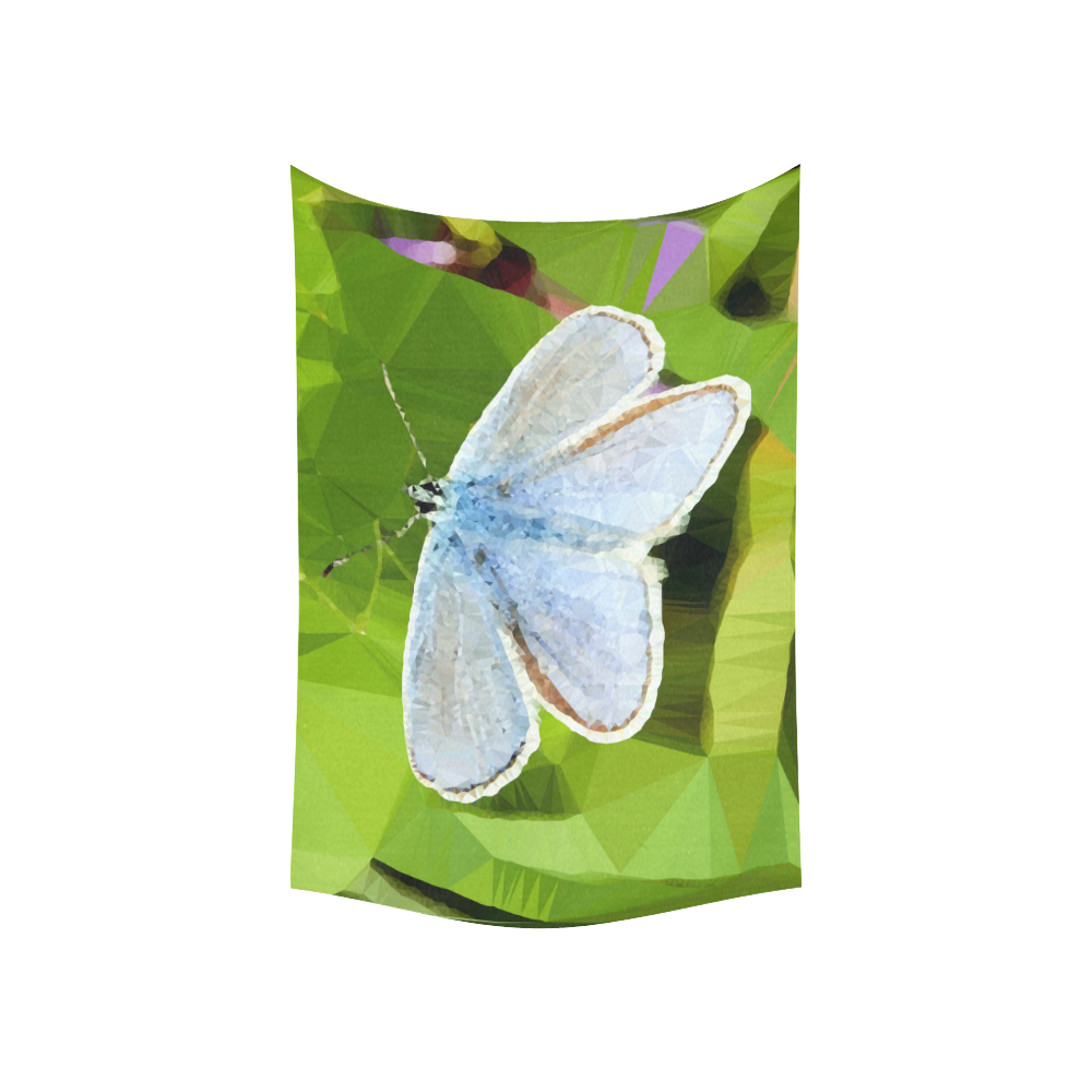 Blue Butterfly Low Poly Geometric Triangle Art Cotton Linen Wall Tapestry 60"x 40"