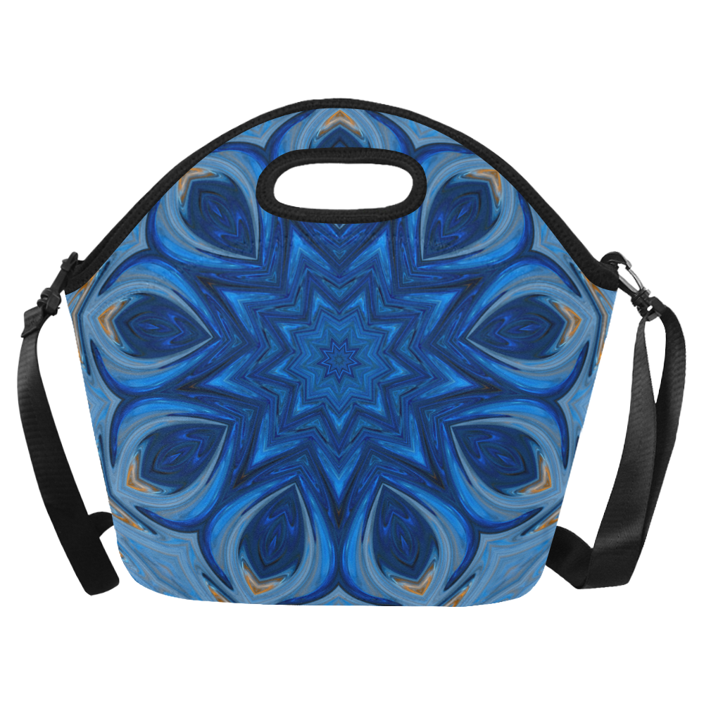 Blue Blossom Mandala Neoprene Lunch Bag/Large (Model 1669)