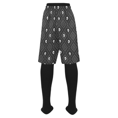 Funny little Skull pattern, B&W by JamColors Men's Swim Trunk (Model L21)