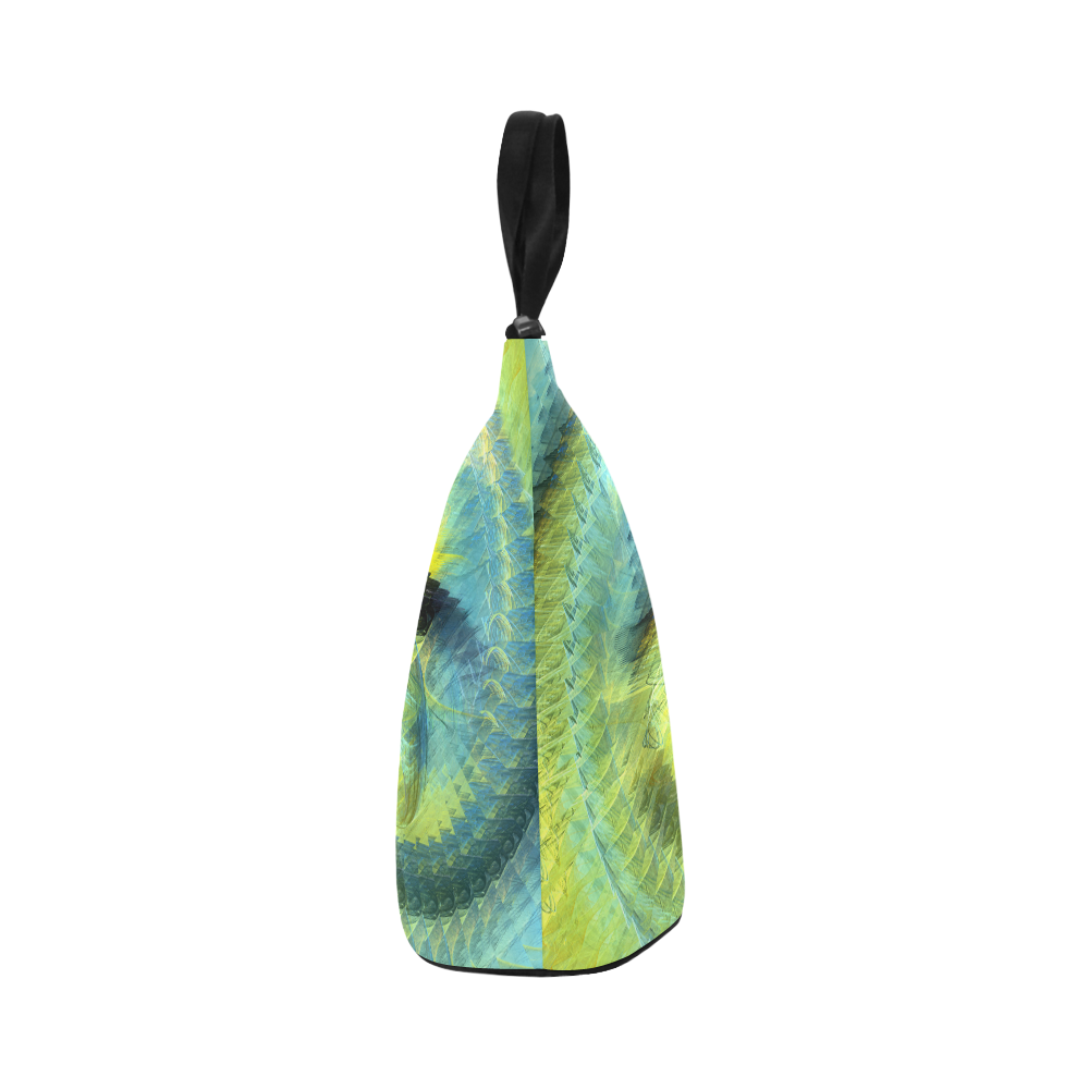Light Blue Yellow Abstract Fractal Nylon Lunch Tote Bag (Model 1670)