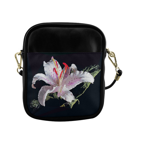 Easter Lily Geometric Low Poly Floral Triangle Art Sling Bag (Model 1627)