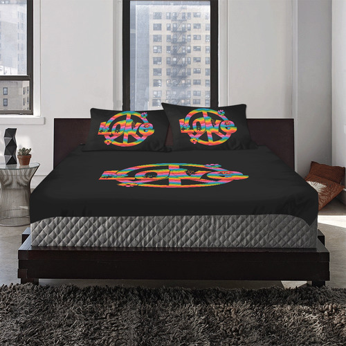Colorful Love and Peace 3-Piece Bedding Set