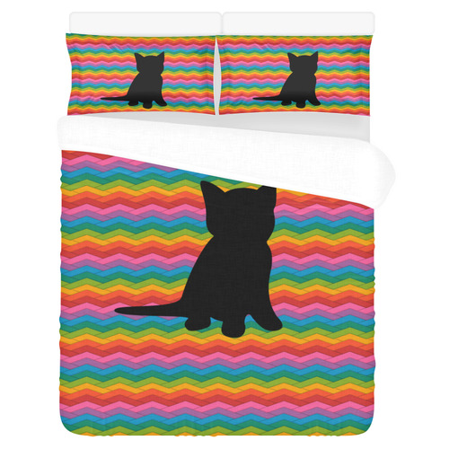 Lovely Kitten Shape 3-Piece Bedding Set