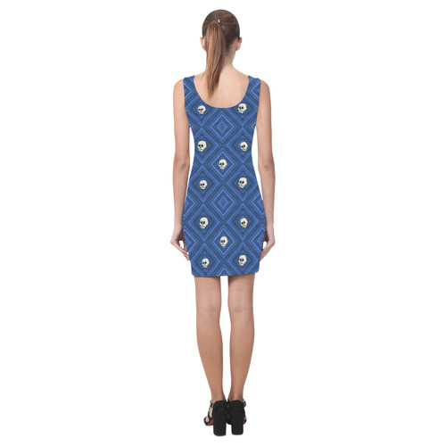 Funny little Skull pattern, blue by JamColors Medea Vest Dress (Model D06)