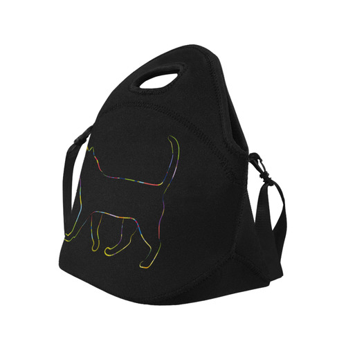 Lovely Cat Multicolor Outline Neoprene Lunch Bag/Large (Model 1669)