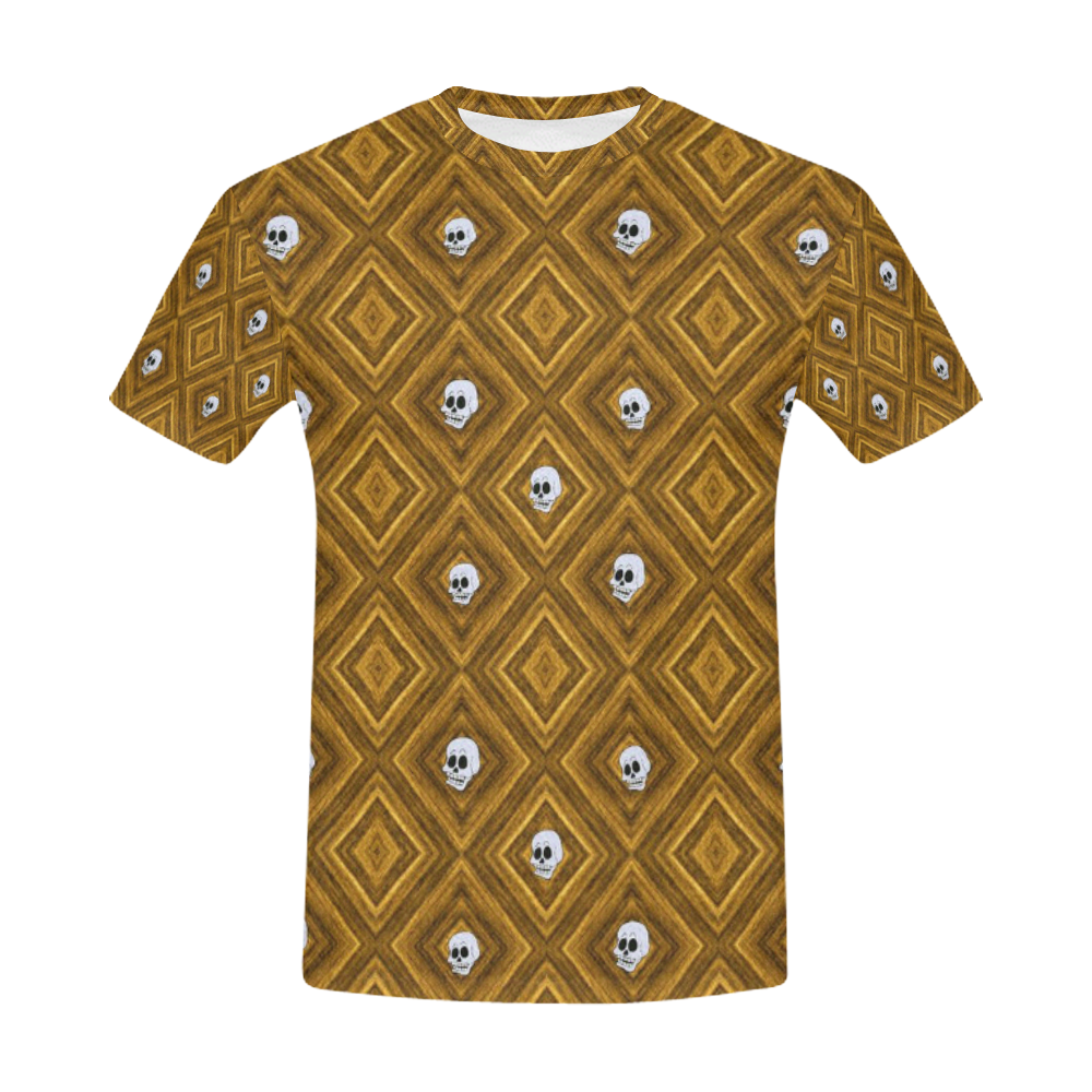 Funny little Skull pattern, golden by JamColors All Over Print T-Shirt for Men (USA Size) (Model T40)