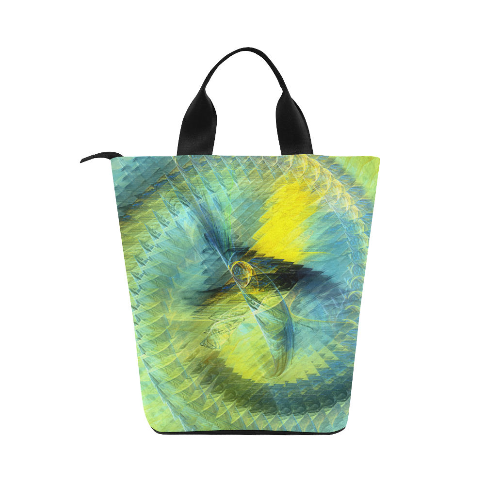 Light Blue Yellow Abstract Fractal Nylon Lunch Tote Bag (Model 1670)