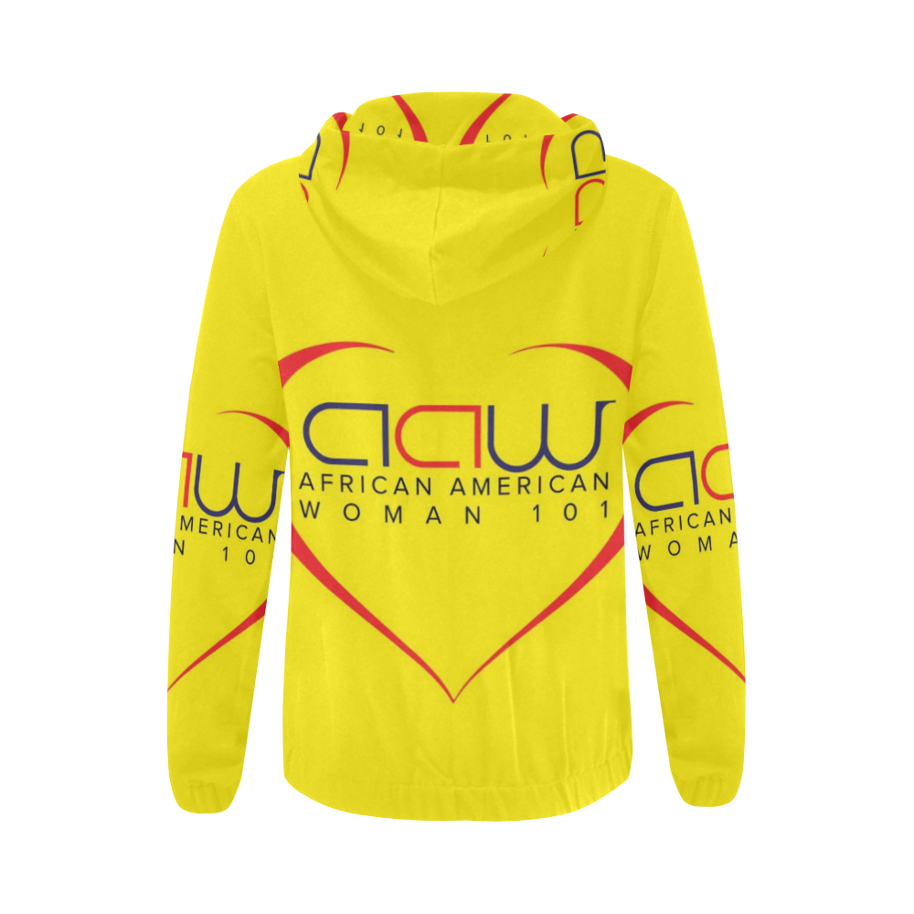 AAW101 YELLOW All Over Print Full Zip Hoodie for Women (Model H14)