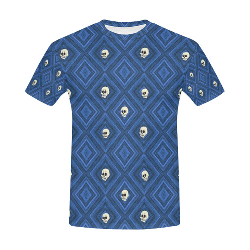 Funny little Skull pattern, blue by JamColors All Over Print T-Shirt for Men (USA Size) (Model T40)