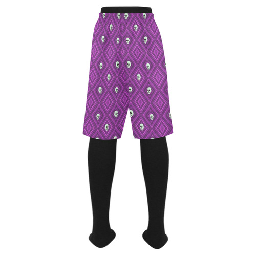 Funny little Skull pattern, purple by JamColors Men's Swim Trunk (Model L21)