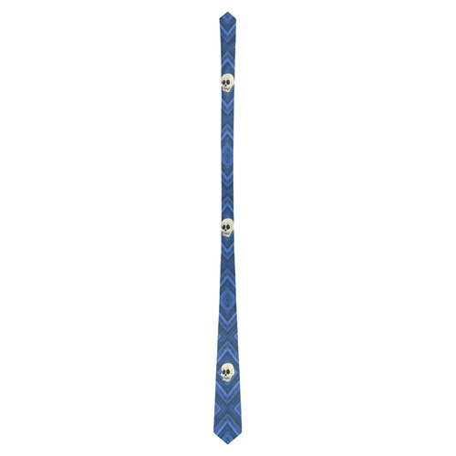 Funny little Skull pattern, blue by JamColors Classic Necktie (Two Sides)