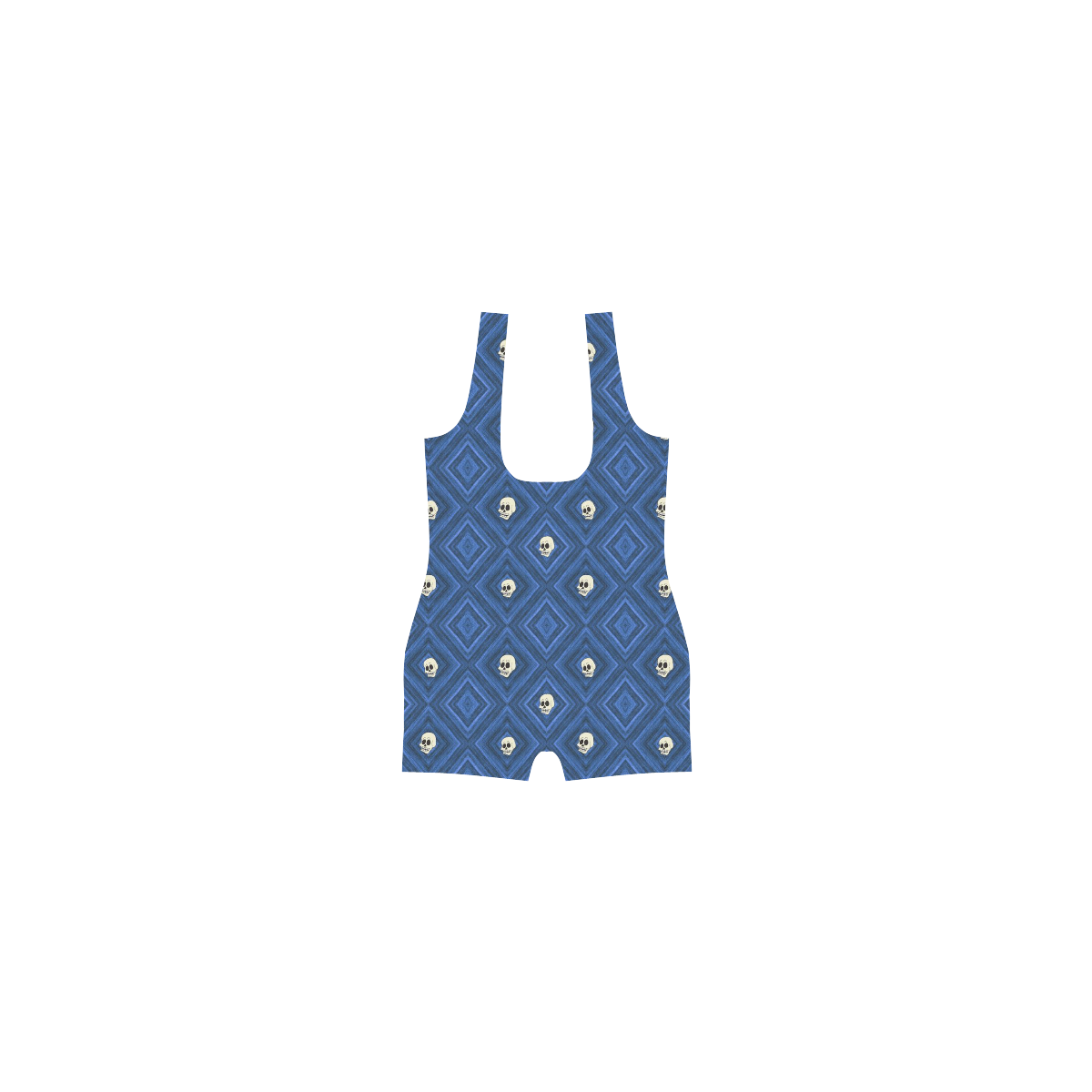 Funny little Skull pattern, blue by JamColors Classic One Piece Swimwear (Model S03)