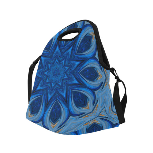 Blue Blossom Mandala Neoprene Lunch Bag/Large (Model 1669)