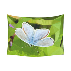 Blue Butterfly Low Poly Geometric Triangle Art Cotton Linen Wall Tapestry 80"x 60"