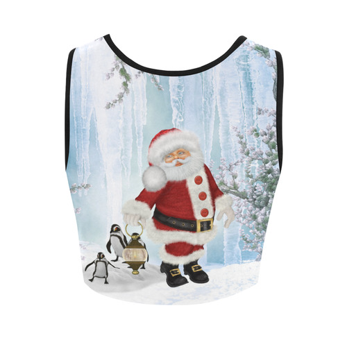 Santa Claus with penguin Women's Crop Top (Model T42)