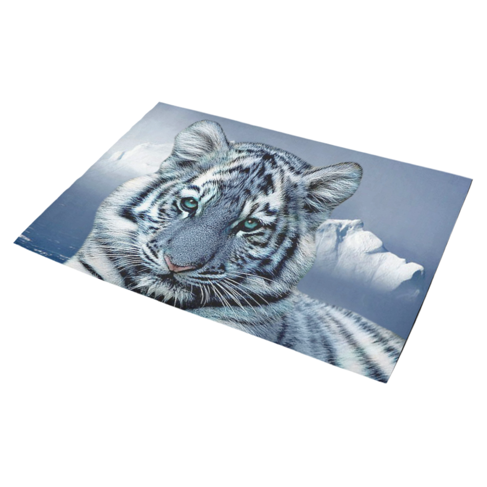 Blue White Tiger Azalea Doormat 30" x 18" (Sponge Material)