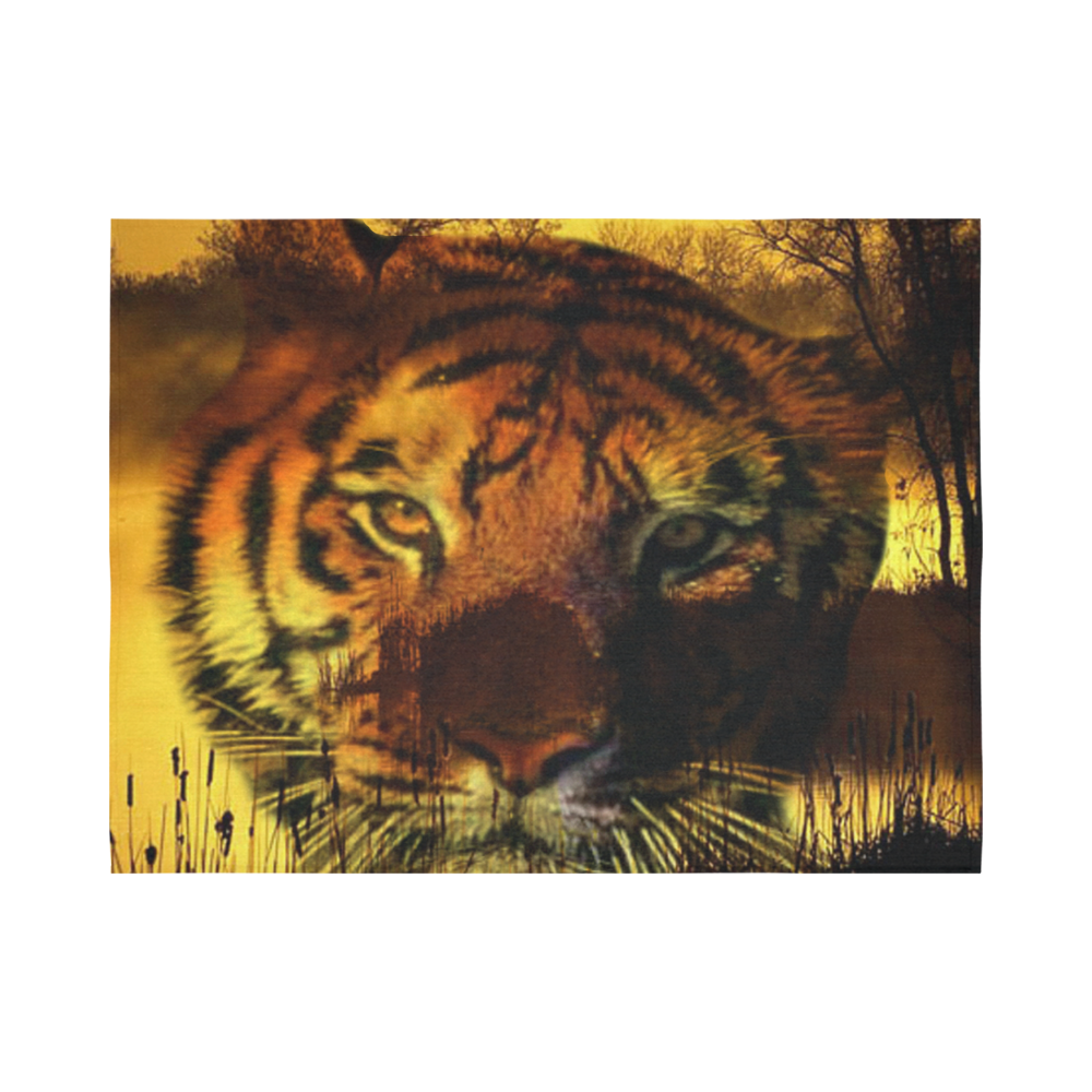 Tiger Face Cotton Linen Wall Tapestry 80"x 60"
