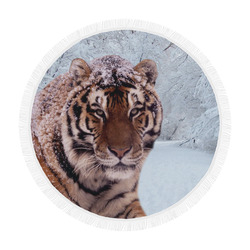 Tiger and Snow Circular Beach Shawl 59"x 59"