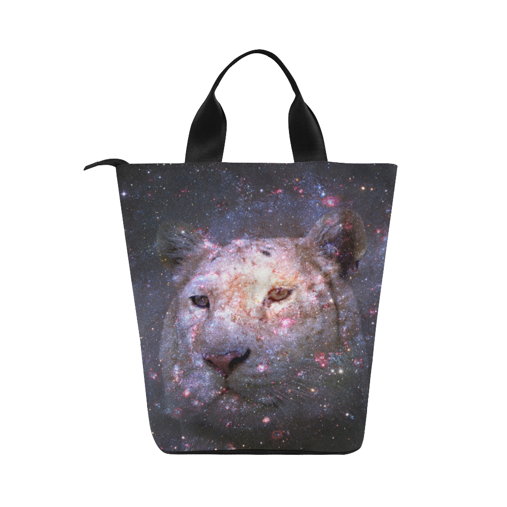 Tiger and Galaxy Nylon Lunch Tote Bag (Model 1670)