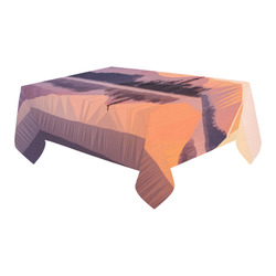 Orange Sunset Low Poly Polygon Triangle Landscape Cotton Linen Tablecloth 60" x 90"