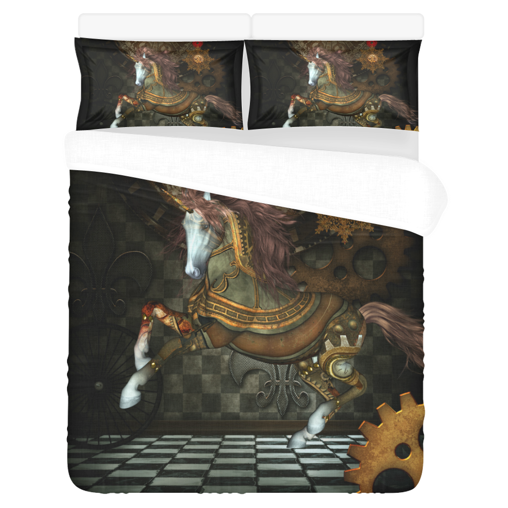 Steampunk, wonderful steampunk horse 3-Piece Bedding Set