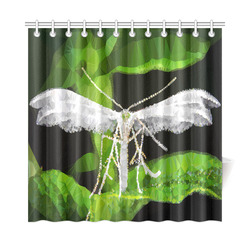 White Moth Low Poly Geometric Triangles Shower Curtain 72"x72"