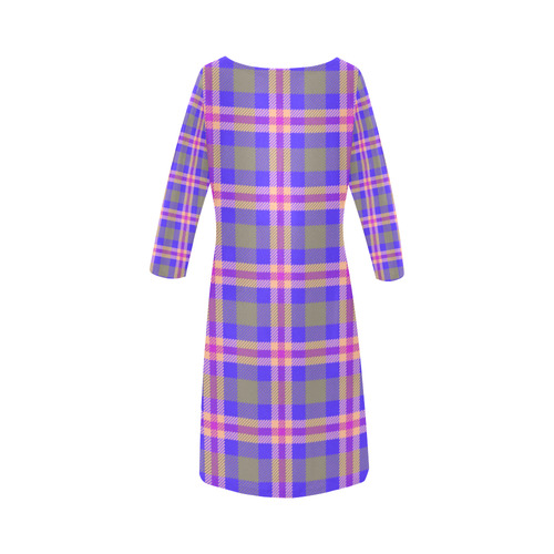 TARTAN PURPLE Round Collar Dress (D22)