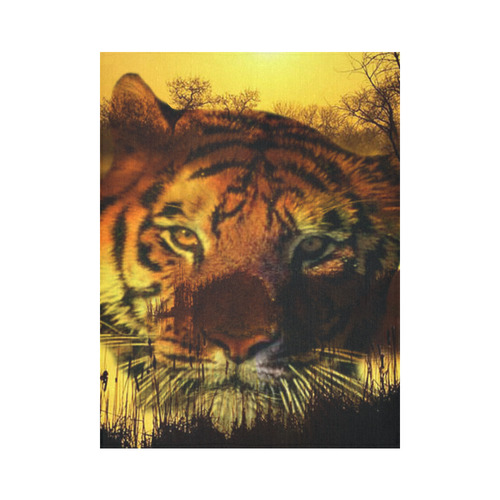 Tiger Face Cotton Linen Wall Tapestry 60"x 80"