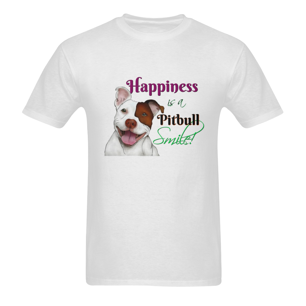 Happiness is a Pitbull Smile Tee Men's T-Shirt in USA Size (Two Sides Printing)
